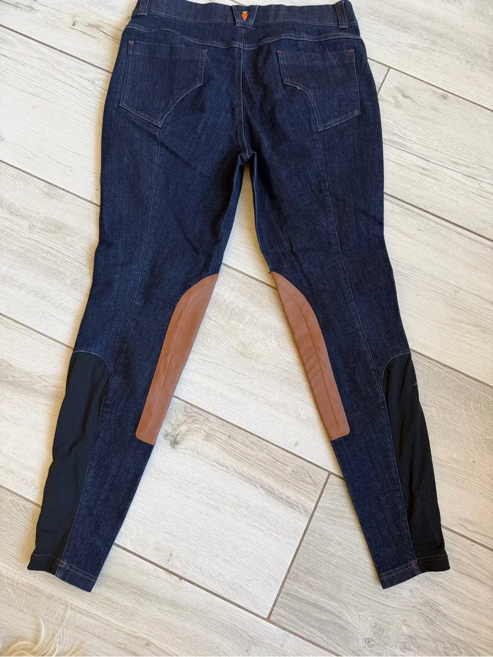 NWOT Kerrits Dark Blue Skinny Riding Jeans with Brown Knee Patches